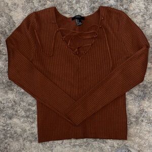Forever 21 Rust V-Neck Sweater